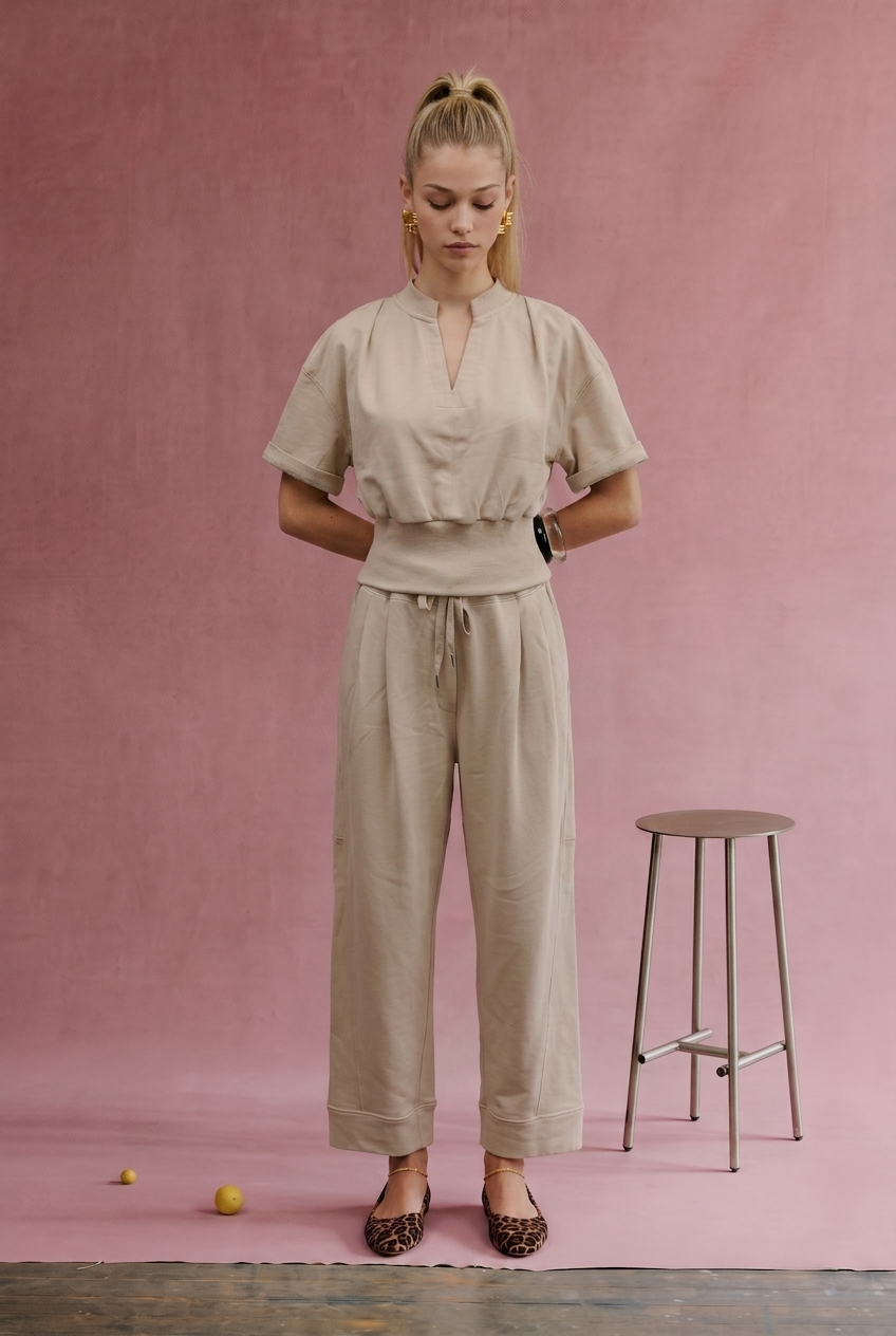 Yours Truly Soft Drawstring Wide leg Cuffed Pants