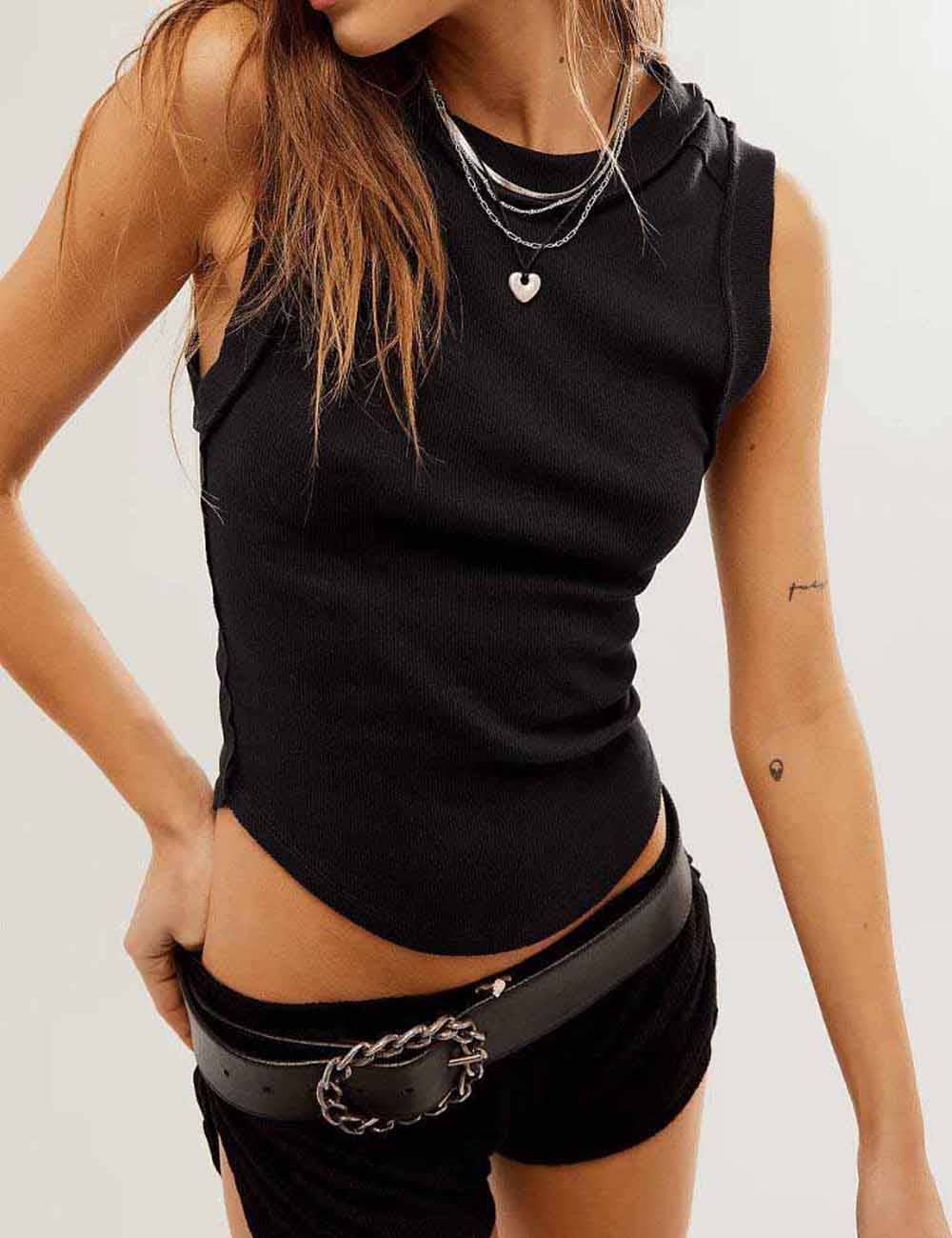Sweetkama Ribbed Sleeveless Light Grey Tank Top Light Grey