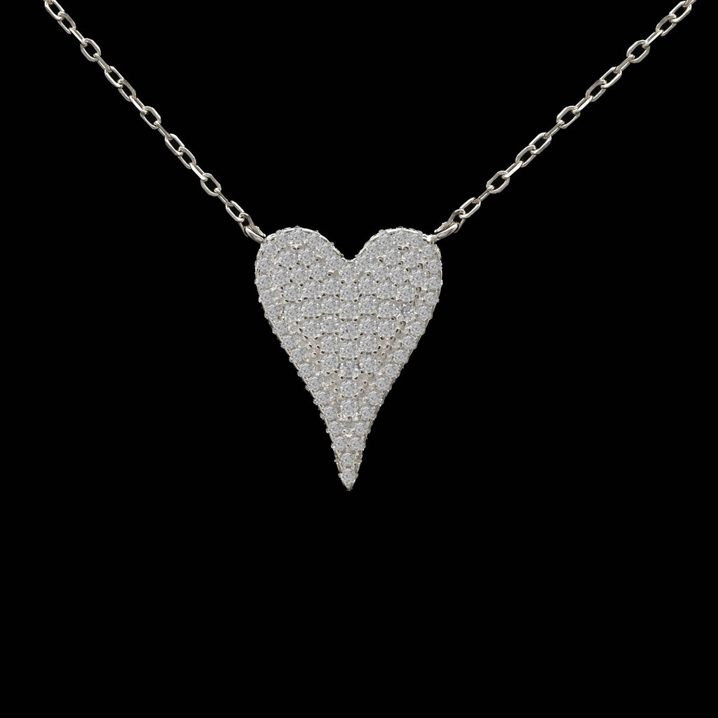 16" small pave heart necklace: Gold