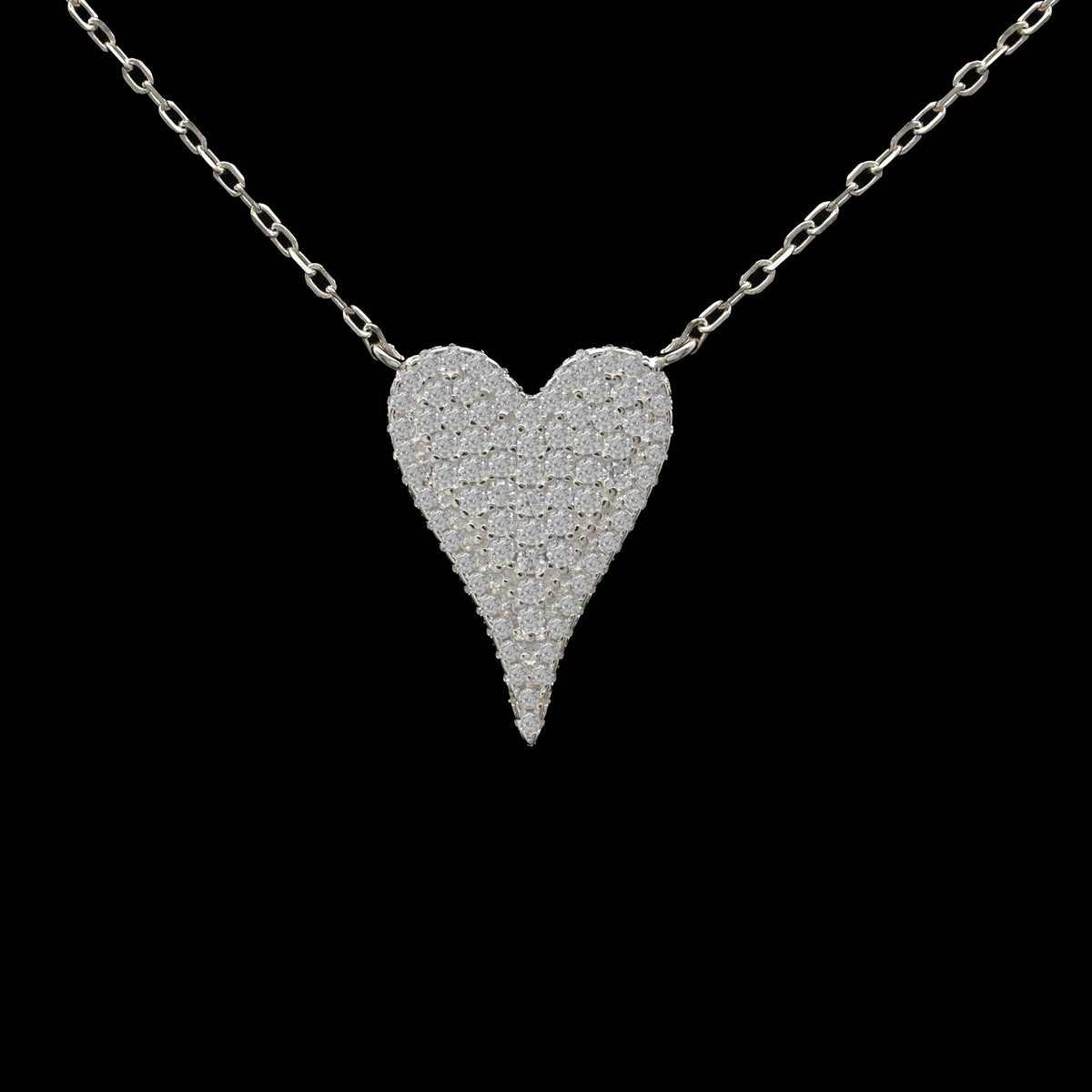 16" small pave heart necklace: Gold
