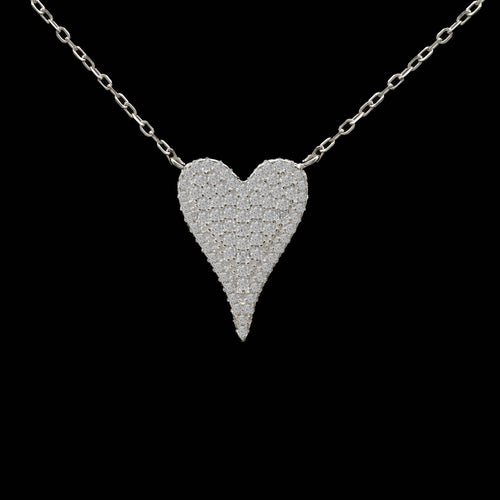 16" small pave heart necklace: Gold
