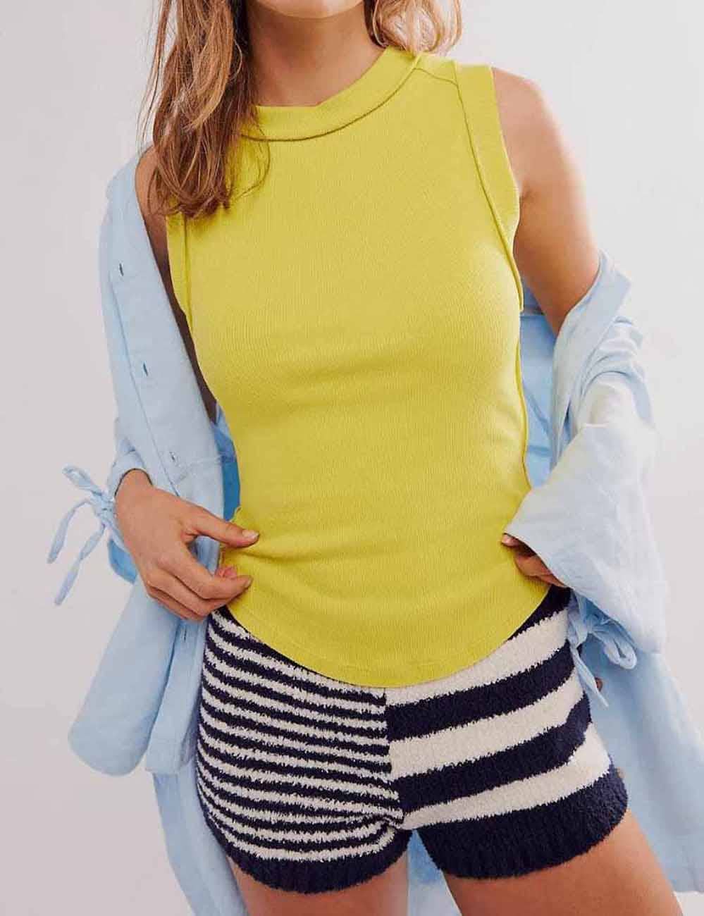 Sweetkama Ribbed Sleeveless Light Grey Tank Top Light Grey