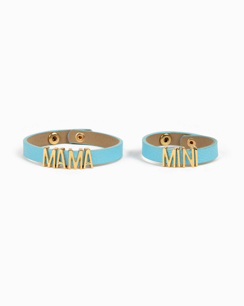 MAMA & MINI Leather Bracelet Set: Light Blue