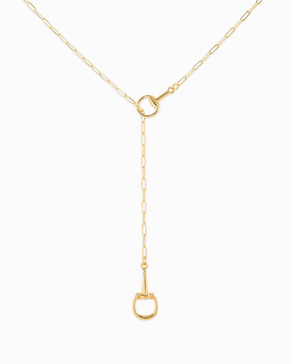 Horsebit Y-Drop Lariat Necklace: Gold