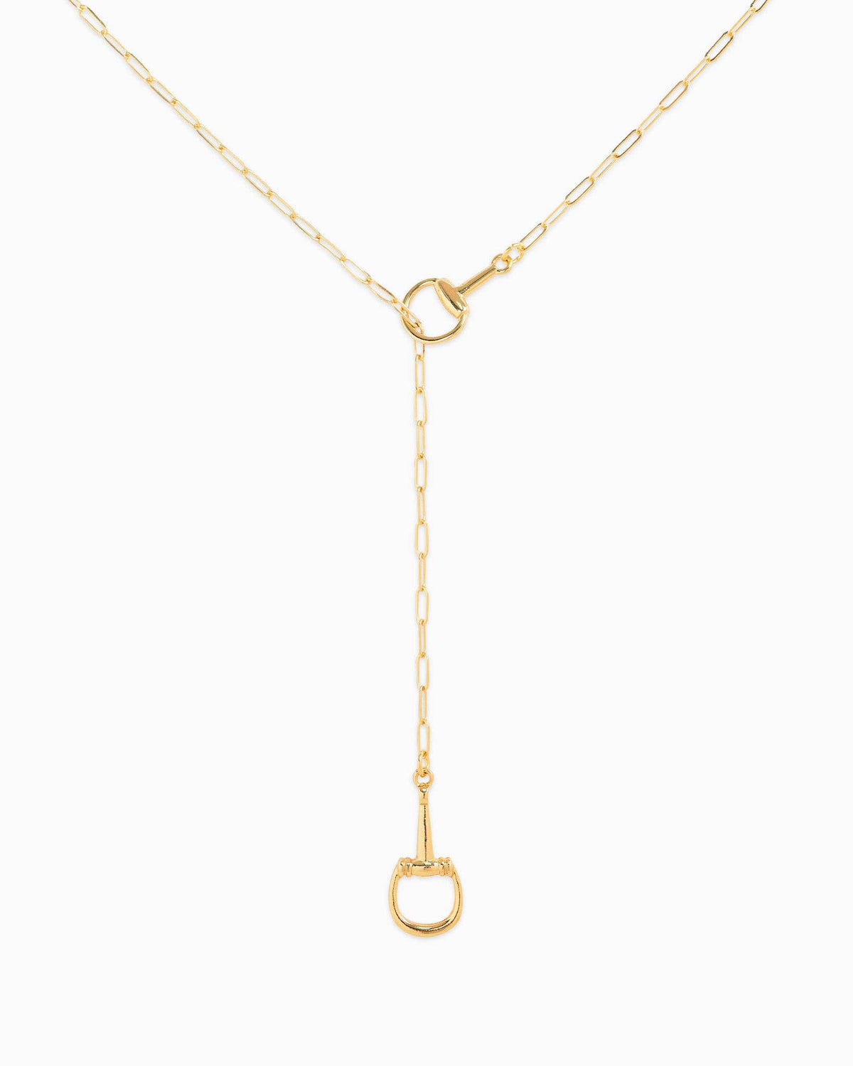 Horsebit Y-Drop Lariat Necklace: Gold