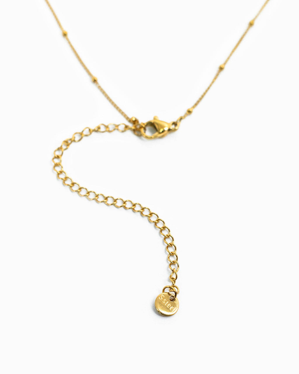 Stainless Semi Opal Drop Ball Chain Necklace