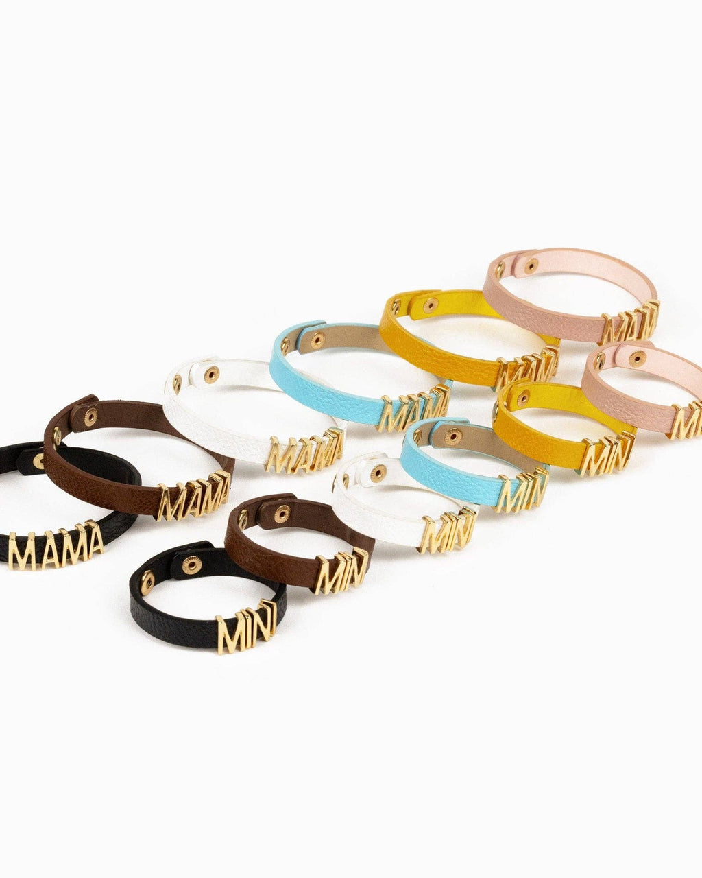 MAMA & MINI Leather Bracelet Set: Light Blue