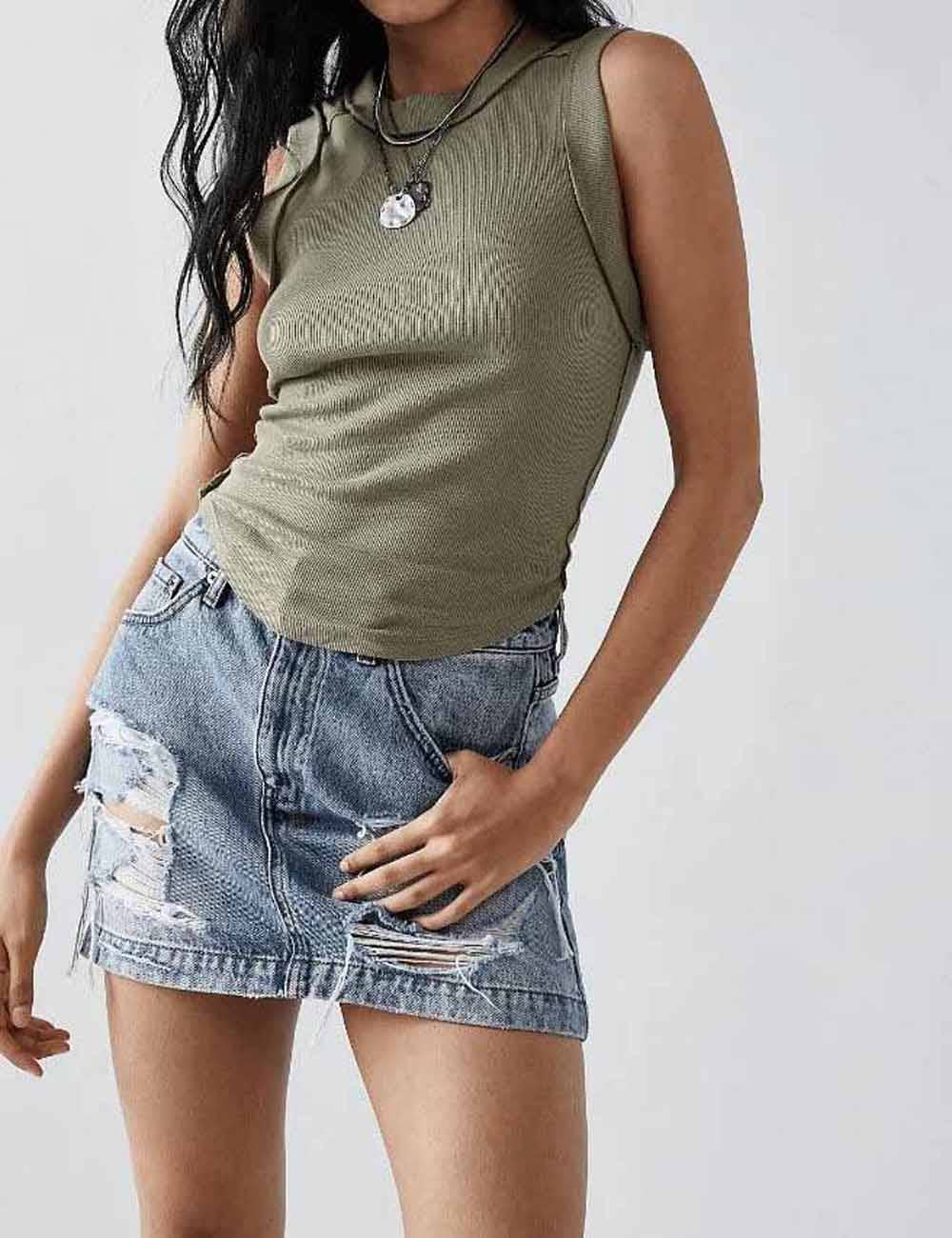 Sweetkama Ribbed Sleeveless Light Grey Tank Top Light Grey