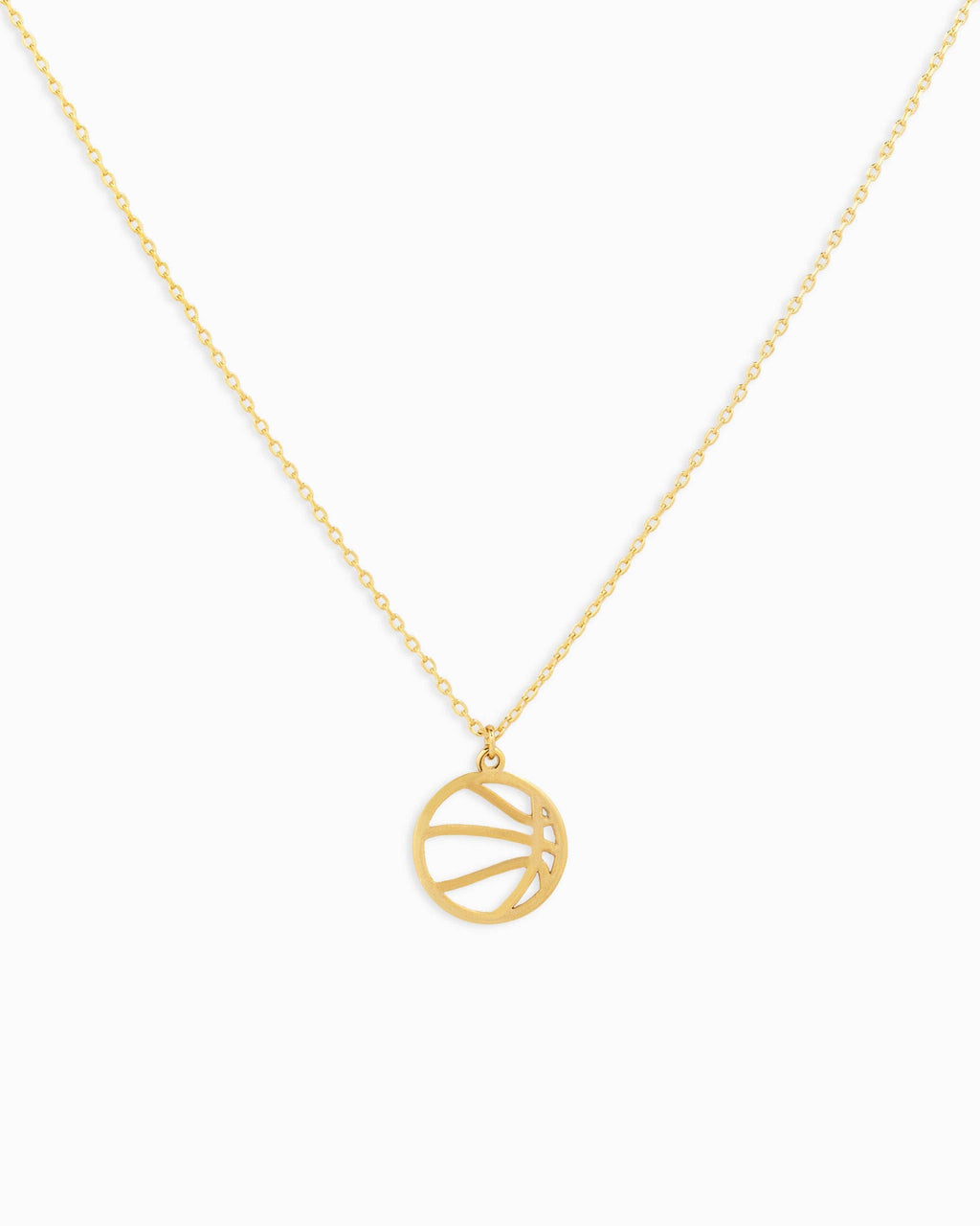 Basketball Cutout Pendant Necklace: Gold