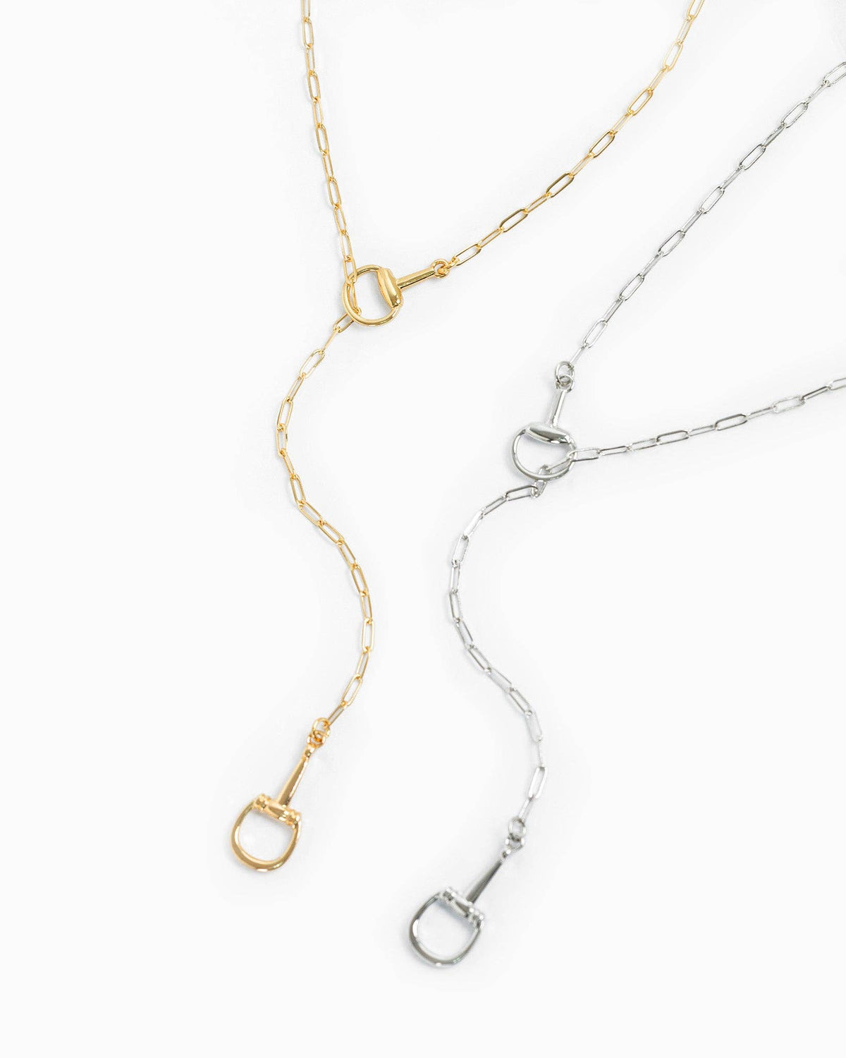 Horsebit Y-Drop Lariat Necklace: Gold