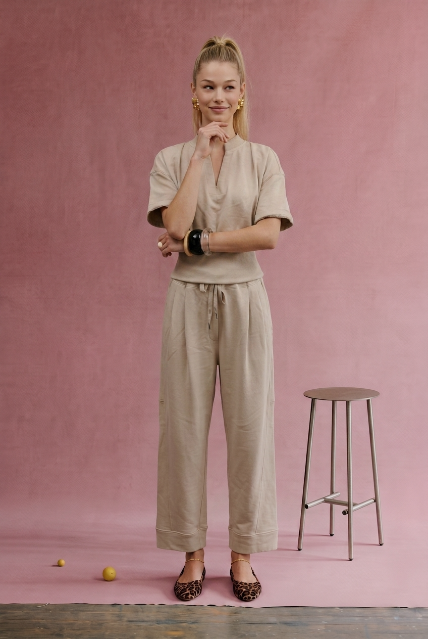 Yours Truly Soft Drawstring Wide leg Cuffed Pants