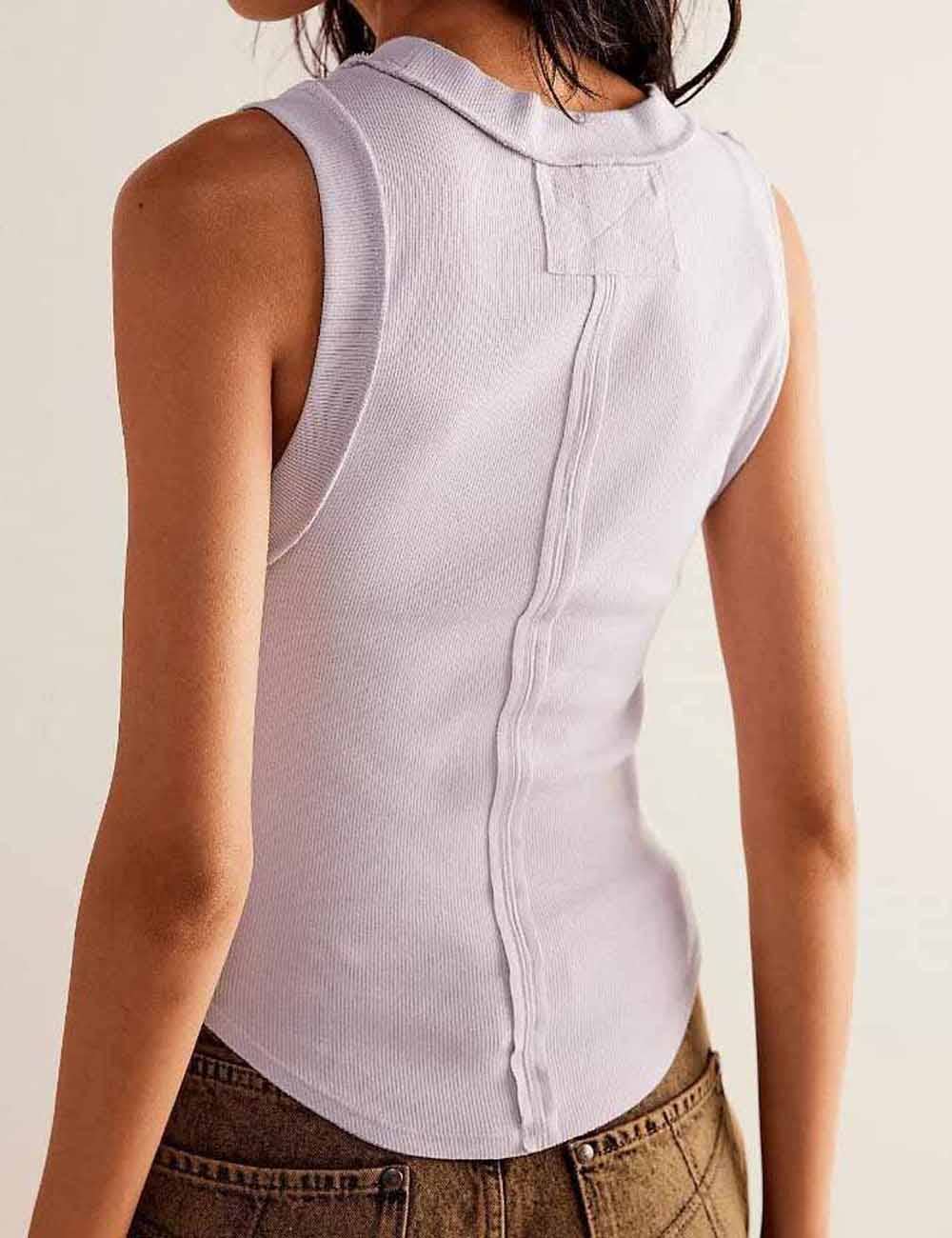 Sweetkama Ribbed Sleeveless Light Grey Tank Top Light Grey