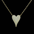 16" small pave heart necklace: Gold