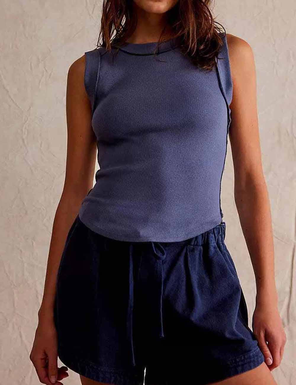 Sweetkama Ribbed Sleeveless Light Grey Tank Top Light Grey