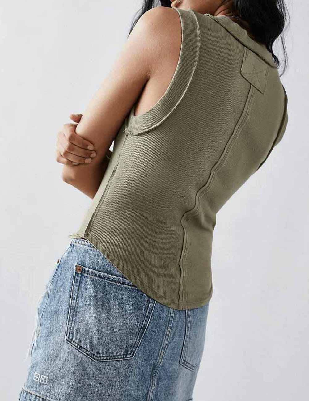Sweetkama Ribbed Sleeveless Light Grey Tank Top Light Grey