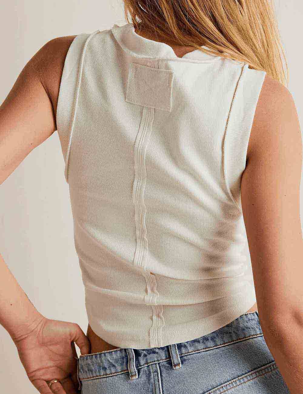Sweetkama Ribbed Sleeveless Light Grey Tank Top Light Grey
