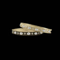 Bracelet with alternating pave flower and oval stones: Black/Gold