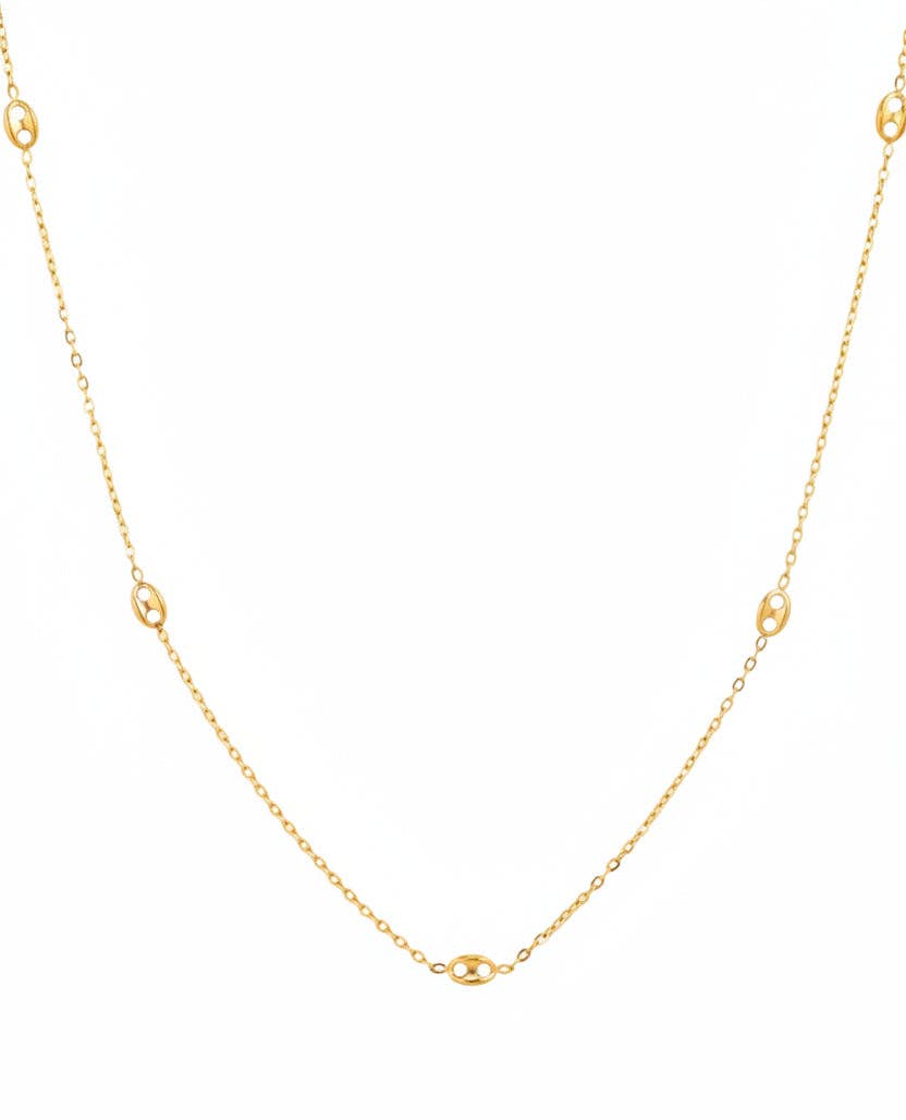 Stainless Mariner Oval Station Chain Necklace
