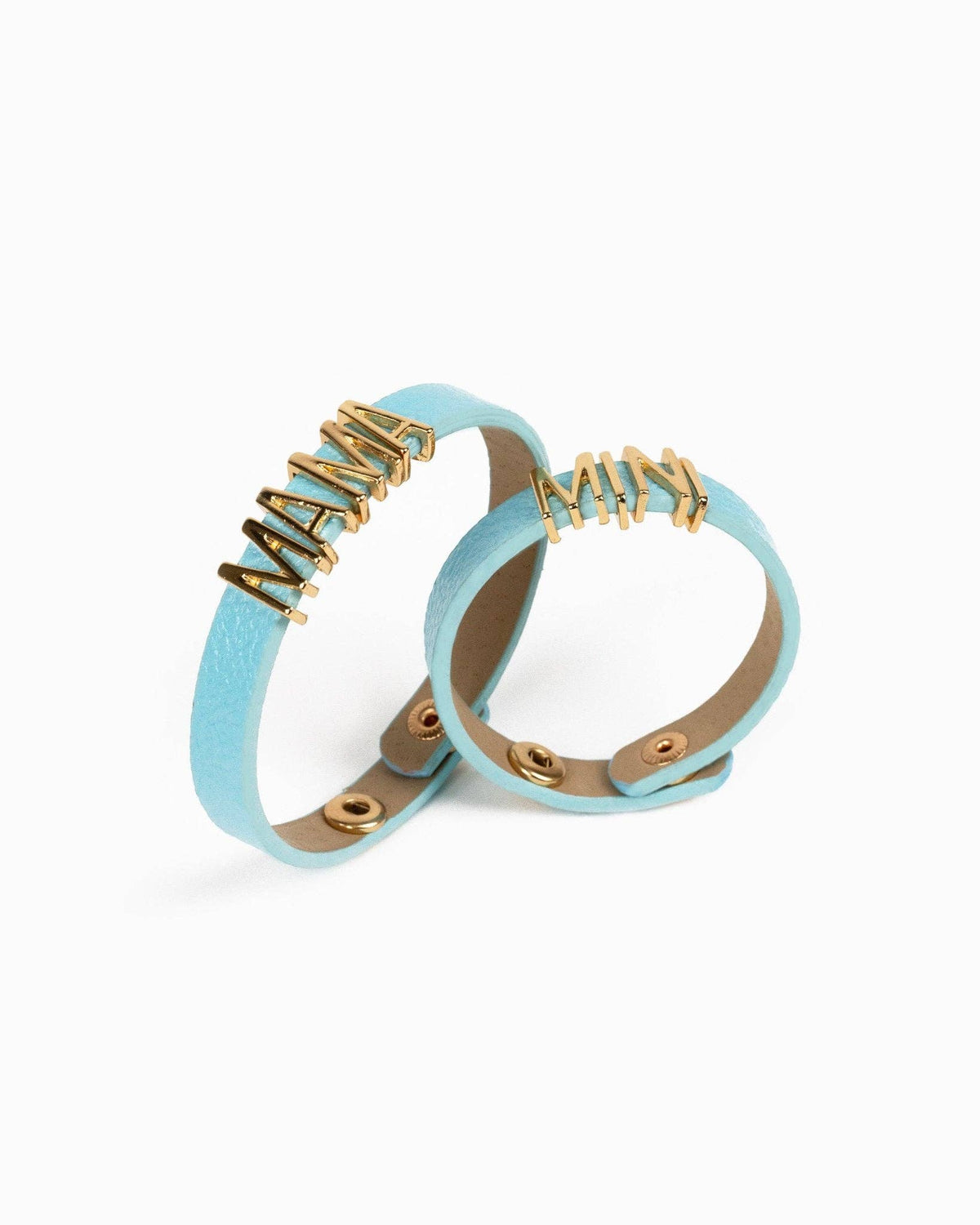 MAMA & MINI Leather Bracelet Set: Light Blue